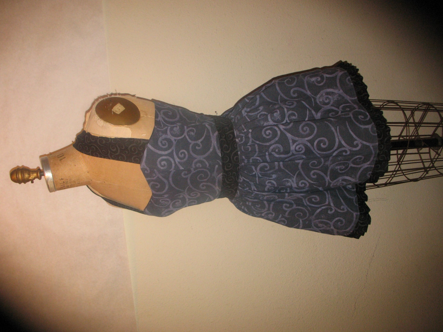 Damask Purple, Black and Grey SweetHeart halter Ruffled geekery Pin UP Dress