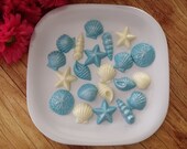 50 pieces Chocolate Beach Seashells  - WEDDING CupCAKE Cake DECORATION  FAVORS  - Treats Birthday Party - Choose your color