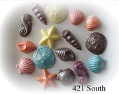 50 pieces Chocolate Beach Seashells  - WEDDING CupCAKE Cake DECORATION  FAVORS  - Treats Birthday Party Baby Showers - Choose your color