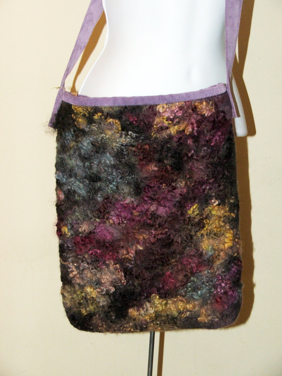 Curly Sheep Felted Purse,  felted bag, tote bag