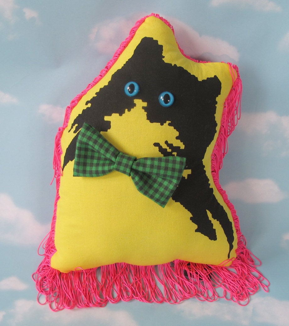 Yellow Handsome Kitty Pillow