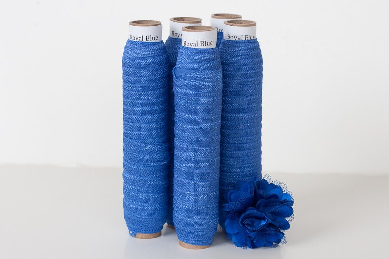 Royal Blue Fold Over Elastic for Baby Headbands - 5 Yards of 5/8 inch FOE