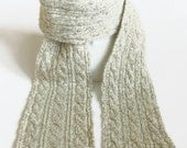 White Scarf Knitted Cable Scottish Lambswool Scarf by The Candy Tree