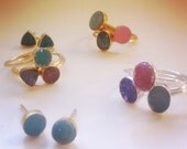 Stackable Delicate Druzy Rings  Gold Band Size 6