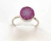 Lilac druzy Sterling Silver Stacking or knuckle ring SIZE 5