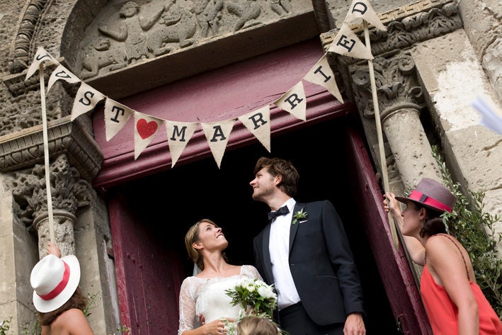 SHE SAID YES Wedding Engagement Burlap Banner Bunting Garland - photo prop - We Do Custom Banners