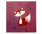 12x12 - Red Fox on Purple - Original Painting