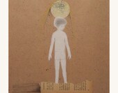 SUN LIGHT original collage mixed media boy  figurative portrait