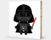 V for Vader or D for Darth Vader: ABC Block Bamboo Wall Art // Alphabet Kids Nursery Room Decor Star Wars Sci-fi 4 x 4