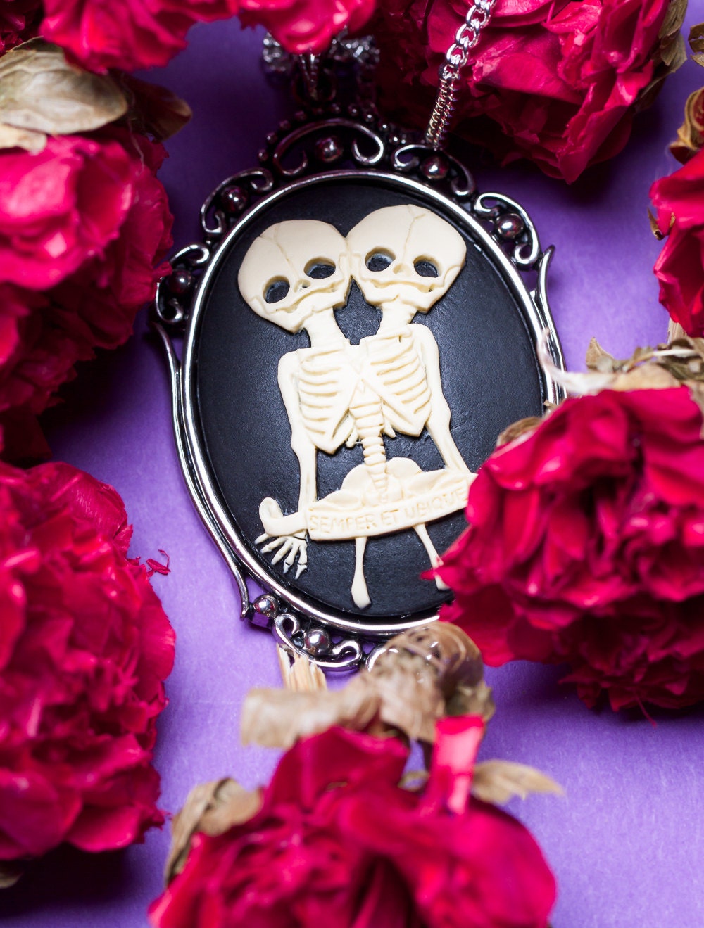 Skeleton Twins Cameo Necklace
