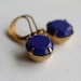 Royal Blue Earrings ... Vintage Navy Blue Glass Gold Earrings
