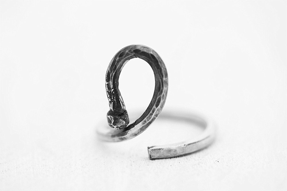 Pebble Ring, Silver pebble ring, oxidized ring, adjustable ring