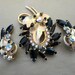 Vintage D&E Juliana Jet Black and Ab Rhinestone Brooch and Earrings Set