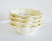 Set of Four Vintage Ceramic Trinket Dish Bowl French Provincial Decor Paris Cottage Decor Pink Green Cream Valentines Day Decor