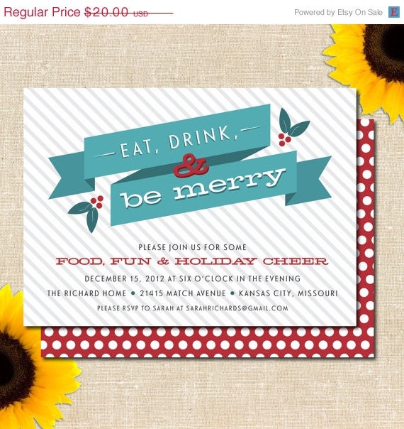 MEMORIAL WEEKEND DIY Printable Be Merry Holiday Party Invitation