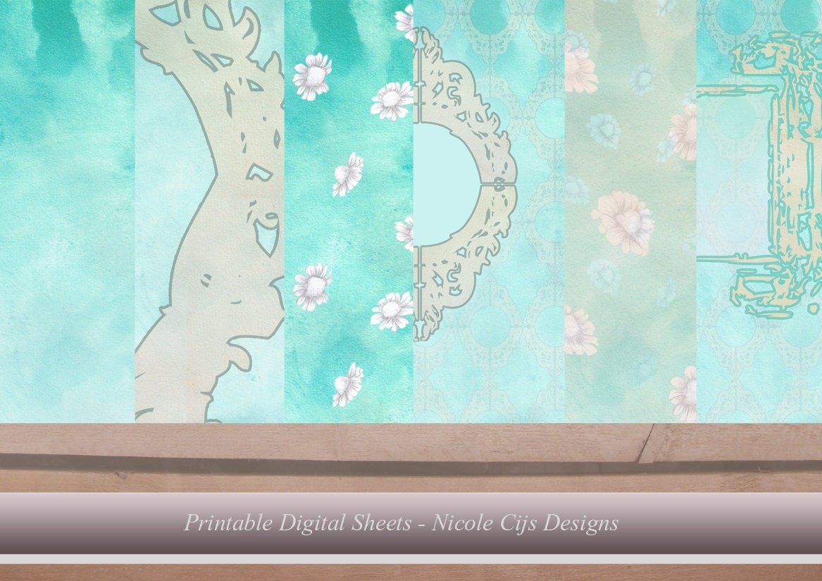 Backgrounds - Shabby Aqua: For Gift Wrap, Scrapbooking, Journaling, Paper Goods and Digital Collaging