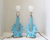 Pair of Mid Century Powder Blue Table Lamps