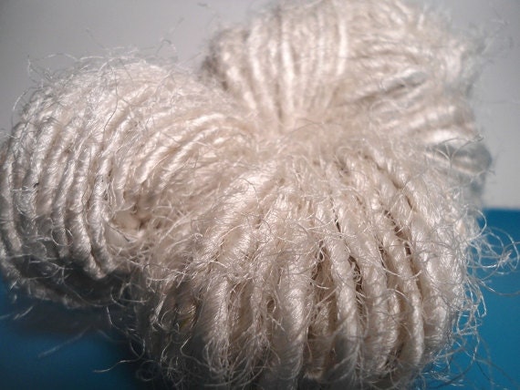 NEW Recycled Upcycled Sari Silk Yarn - chunky weight - UNDYED WHITE