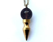 LEDA smoky quartz crystal ball spike necklace