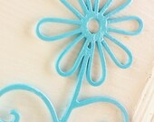 Aqua Metal Flower Wall Hook - Petite Garden Decor -Metal Wall Fixture-Nursery Decor-Summer House-Patio Decor-Pastels-Spring Home Decor