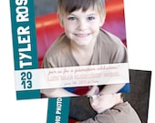 INSTANT DOWNLOAD - TYLER 2013 Graduation Announcement - 5x5 Photoshop Card Template for Photographers