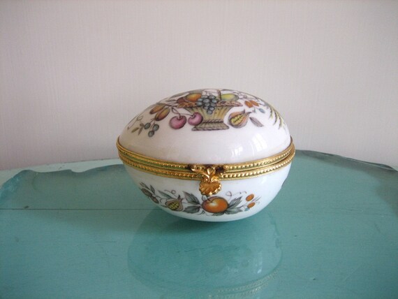 Vintage Limoges France Porcelain Egg Trinket by SwanVintageFinds
