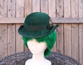 Hunter green long nap rabbit fur womans dress bower hat