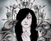 raven eyeball girl with venus flytraps "You've Got Something I Need" print 10 x 10
