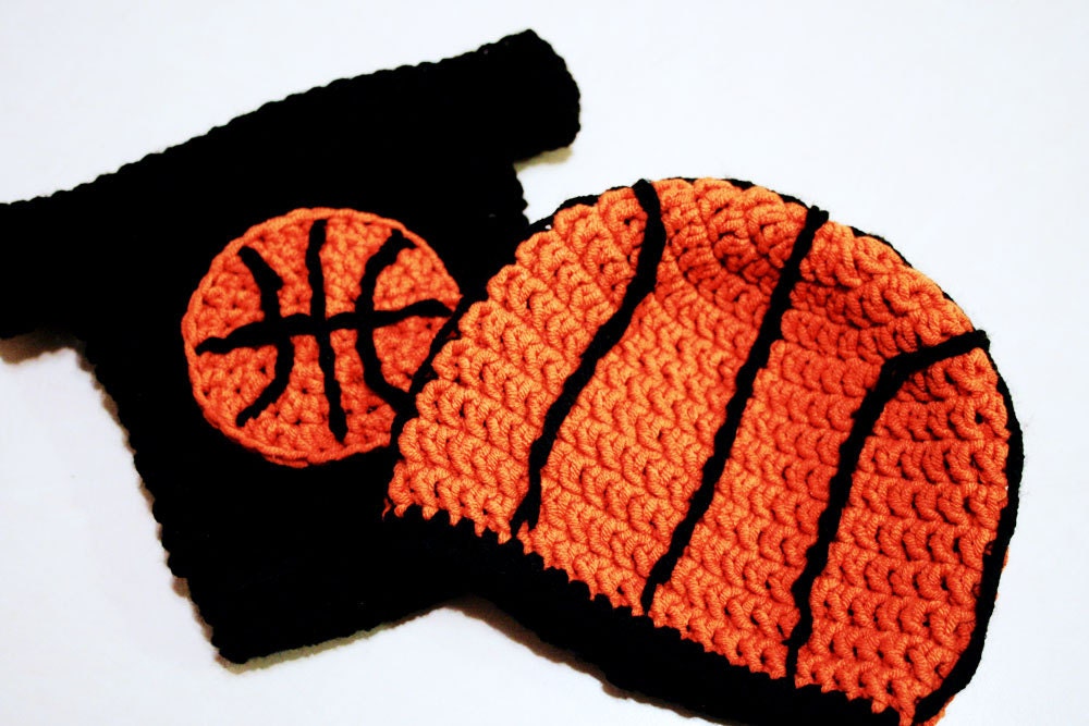 Basketball Hat and Diaper Cover combo for Newborn Baby to 12 Months, crochet photo prop