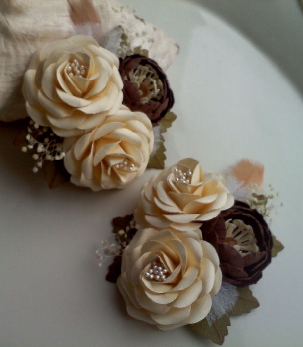 Handmade Paper Flowers - Corsages - Set of 6 - Weddings - Bridal Shower - Baby Shower - Boutonniere - Made To Order Il_170x135
