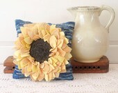 Sunflower Hooked Pillow at Twilight