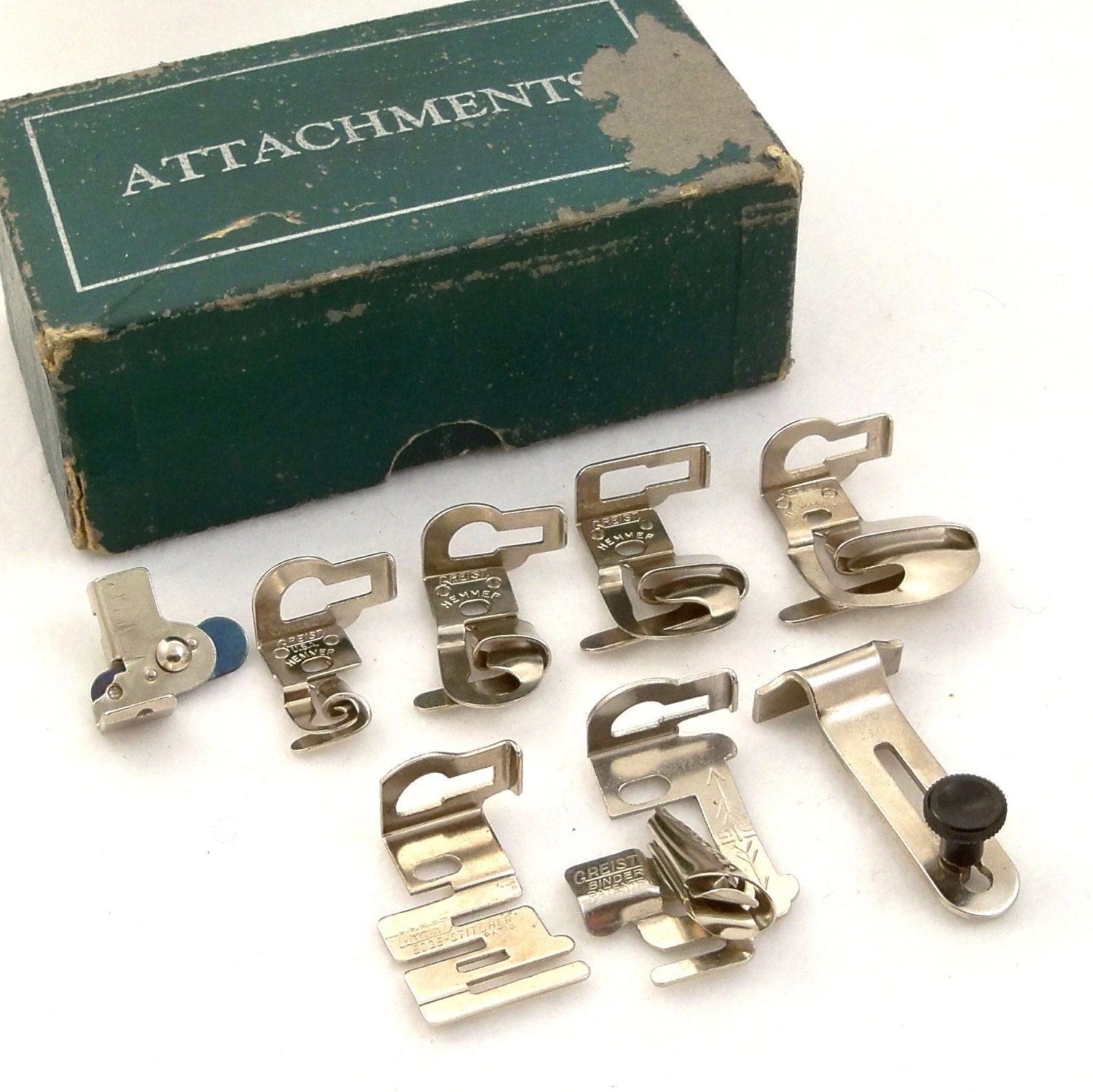 Vintage Sewing Machine Attachments Greist Low Shank Feet Singer Featherweight 221 222