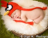 READY to SHIP . Angry Bird Hat. Great for Photo Prop, Size Newborn size
