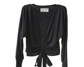 Womans top black long sleeve crew pull over by tratgirl