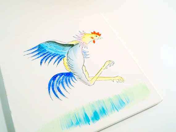 Vintage Rooster Tile Trivet, Hand Painted Porcelain Tile