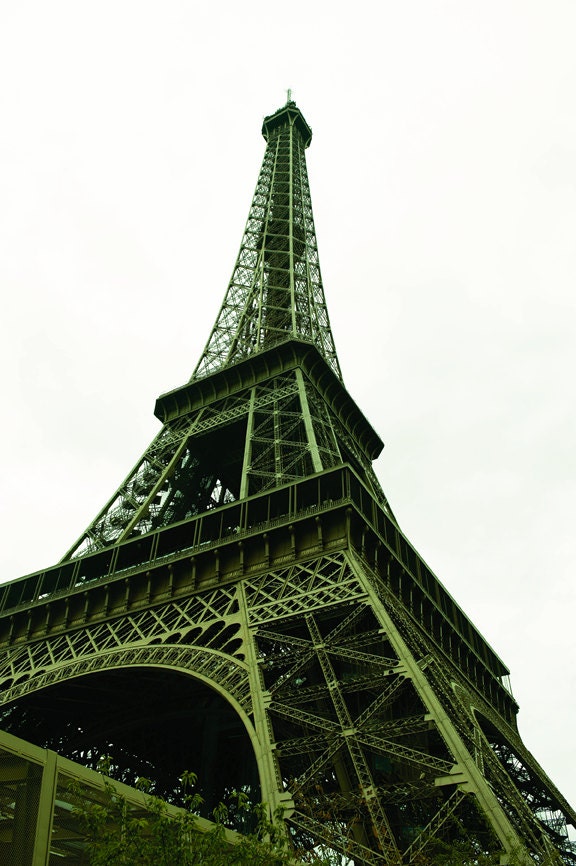 24 x 36" large art print - Fantasy Eiffel - French photo - Fine art travel photography - architecture - Kelly green, Steel blue, BW