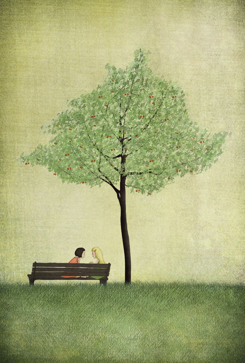 Under the cherry tree - Summer - Largest size (A3, 11.7" x 16.5")