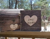 Rustic Wedding Set - Treasure Chest - Matching Guest Book and Pen Set - - Save 15 dollars with the Set