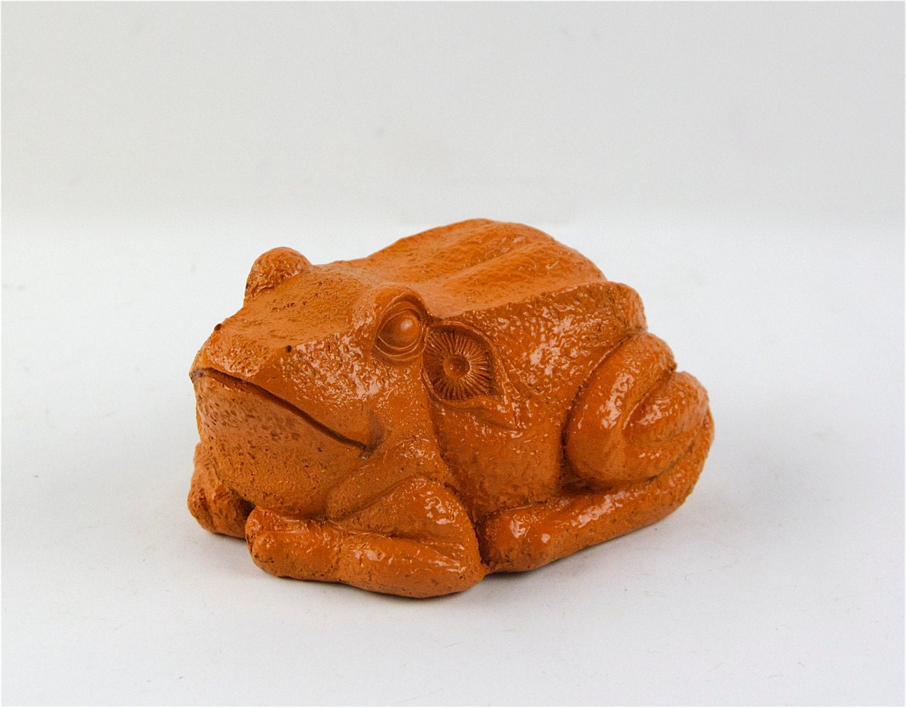 Orange Frog Figurine - Funky Home Decor Statue - Cute Toad
