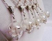 Real Dandelion Seed Glass Orb Bridesmaid Necklaces