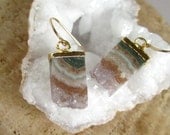 Druzy Earrings Drusy Quartz Stalactite Slices 14K Gold Fill