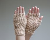 Crochet gloves - Fingerless gloves in tan