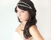 Bridal Headband, Art Deco style Rhinestone and Pearl, Bridal Hair, Ivory Tiara, wedding accessory, bridal headpiece, Flapper - La Rose
