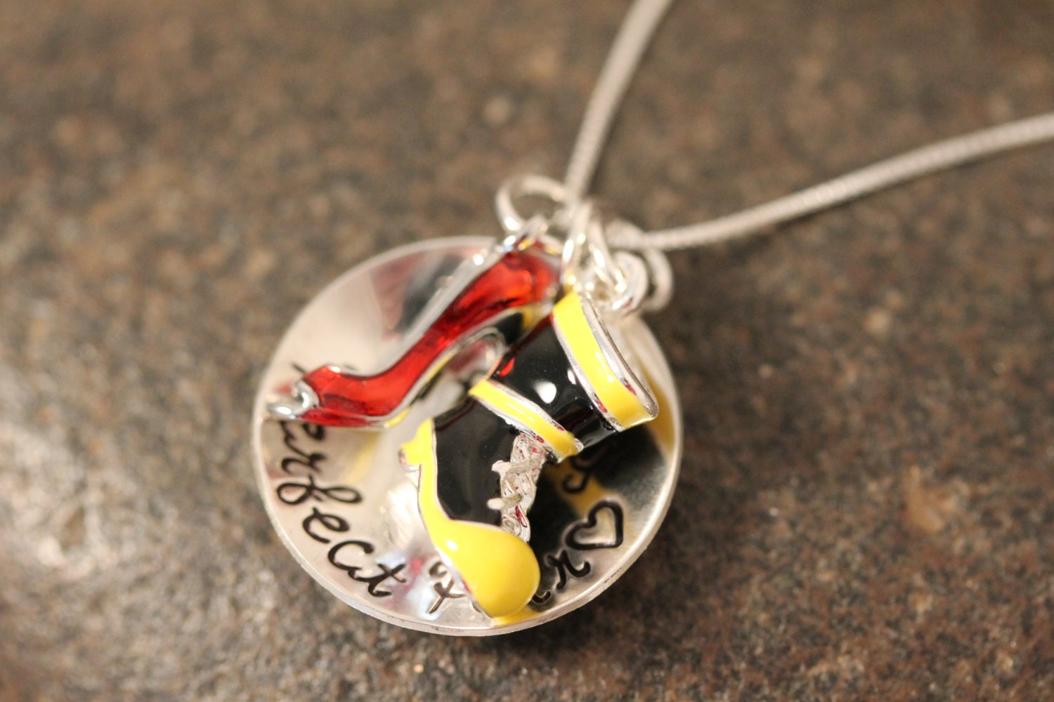 The Perfect Pair Fireman's Wife Personalized Boot and High Heel or Flip Flop Necklace Hand Stamped