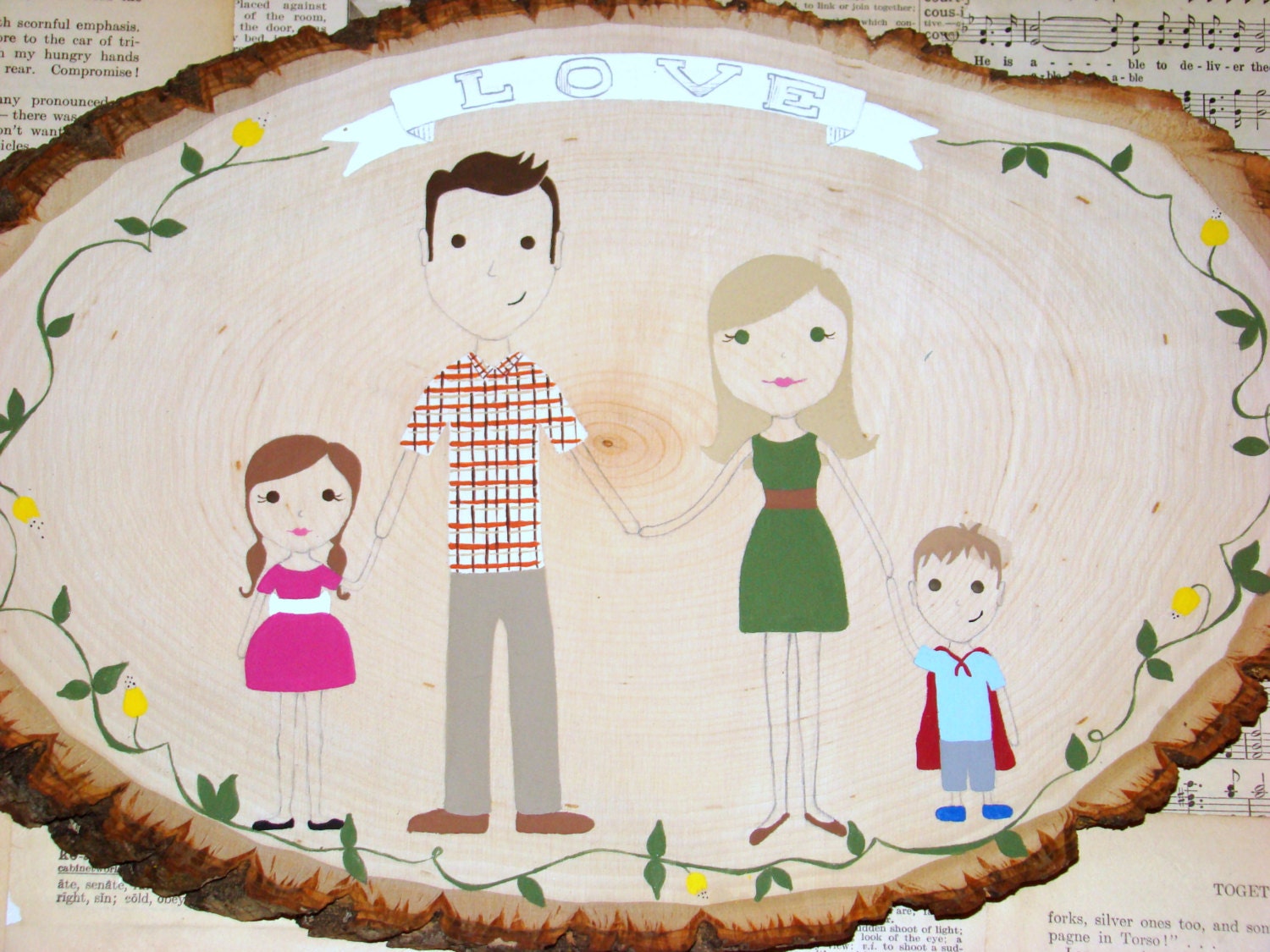 custom family portrait painting on wood