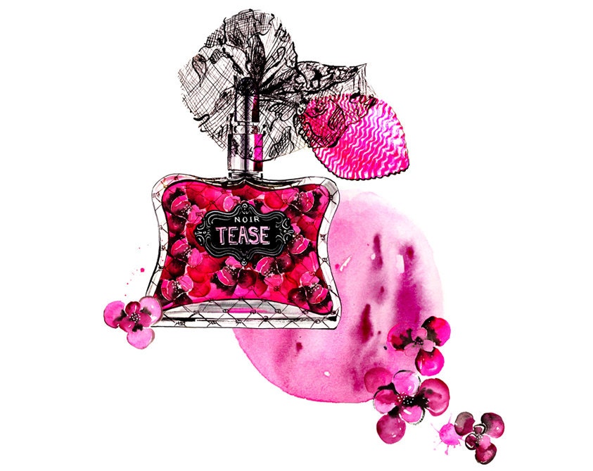 Perfume Illustrated- Sexy Little Things Noir Tease by Victorias Secret - Watercolor Fashion illustration