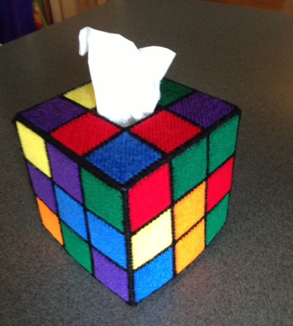 Rainbow Rubiks Cube Tissue Box Cover