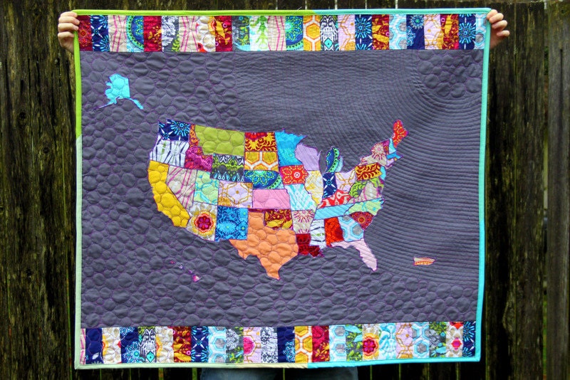 modern map baby quilt