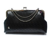 Clutch -  BLACK Flowers pattern- Duchess Case evening clutch