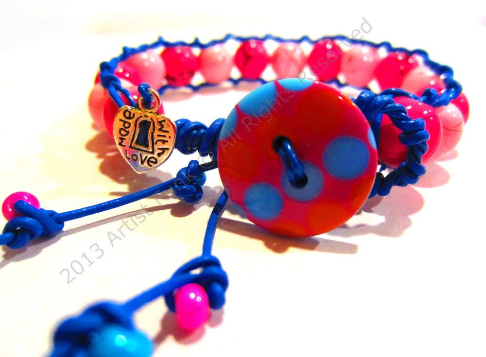 Artistic Jewelry, Women's Bracelet, Leather Bracelet, Wrap Bracelet, Leather And Bead Wrap Bracelet